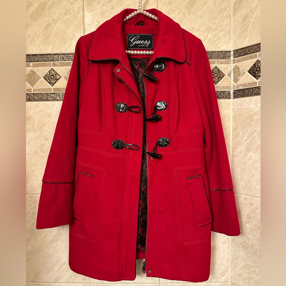 Red Guess Jacket With Black Buttons - image 1